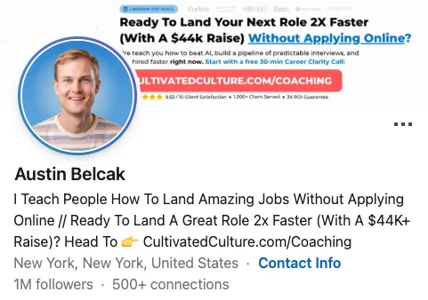 Austin's LinkedIn profile